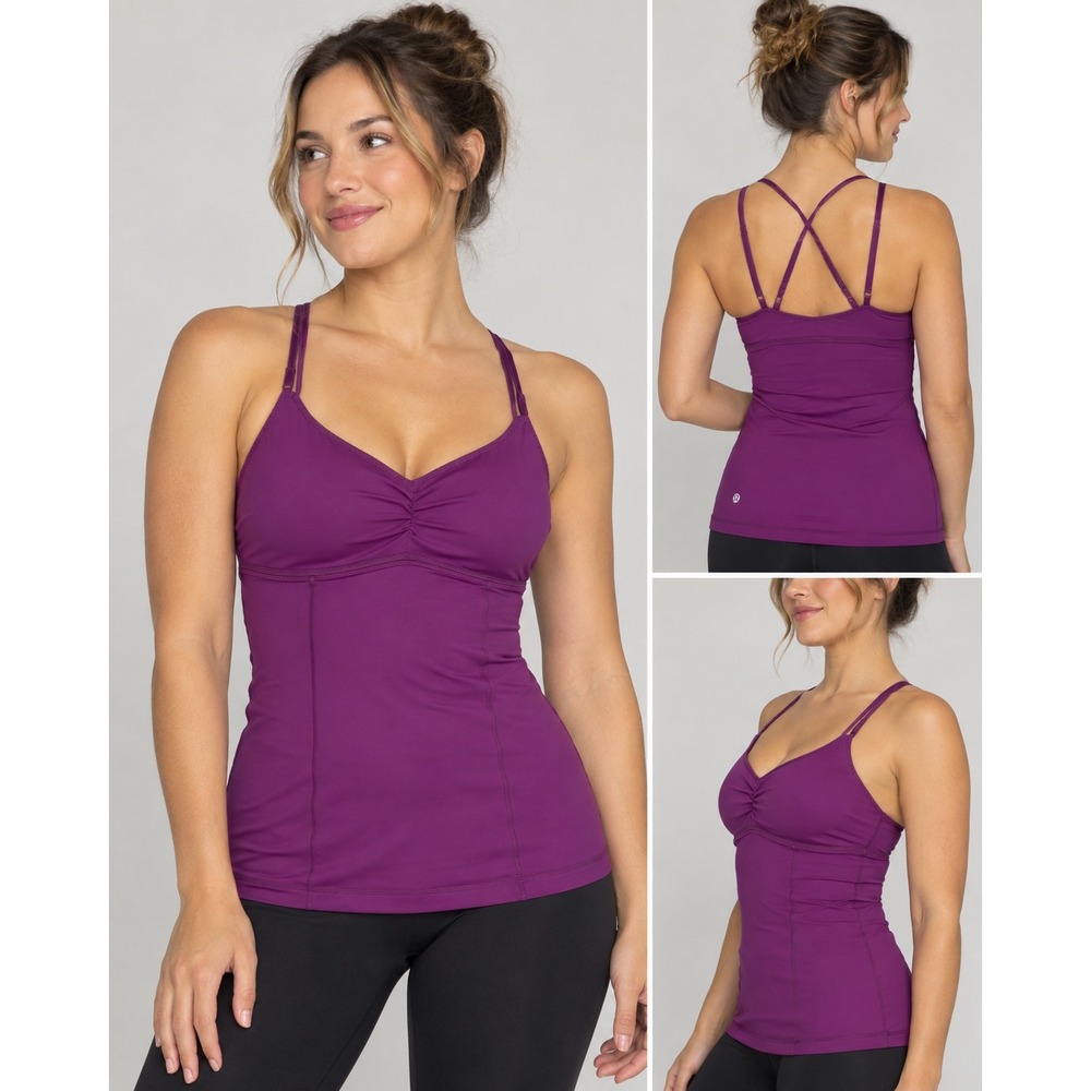 Lululemon Purple Activewear Tank Top Built-in Shelf Bra Adjustable Straps Size 6